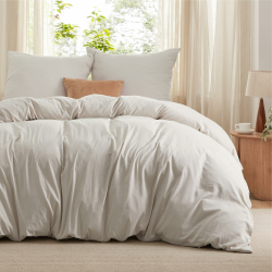 BEDSURE Bettwäsche 200x220 3teilig Bettbezug - Weich Baumwollähnlich Bettwäsche-Set 200 x 220 cm und 2 Kissenbezüge 80x80 cm, ÖKO-TEX Vorgewaschene Deckenbezug Bedding, Natur mit Reißverschluss 200 x 220 cm + 2 x Kissenbezuge 80x80 cm Natur Angebot bei HelloDeals