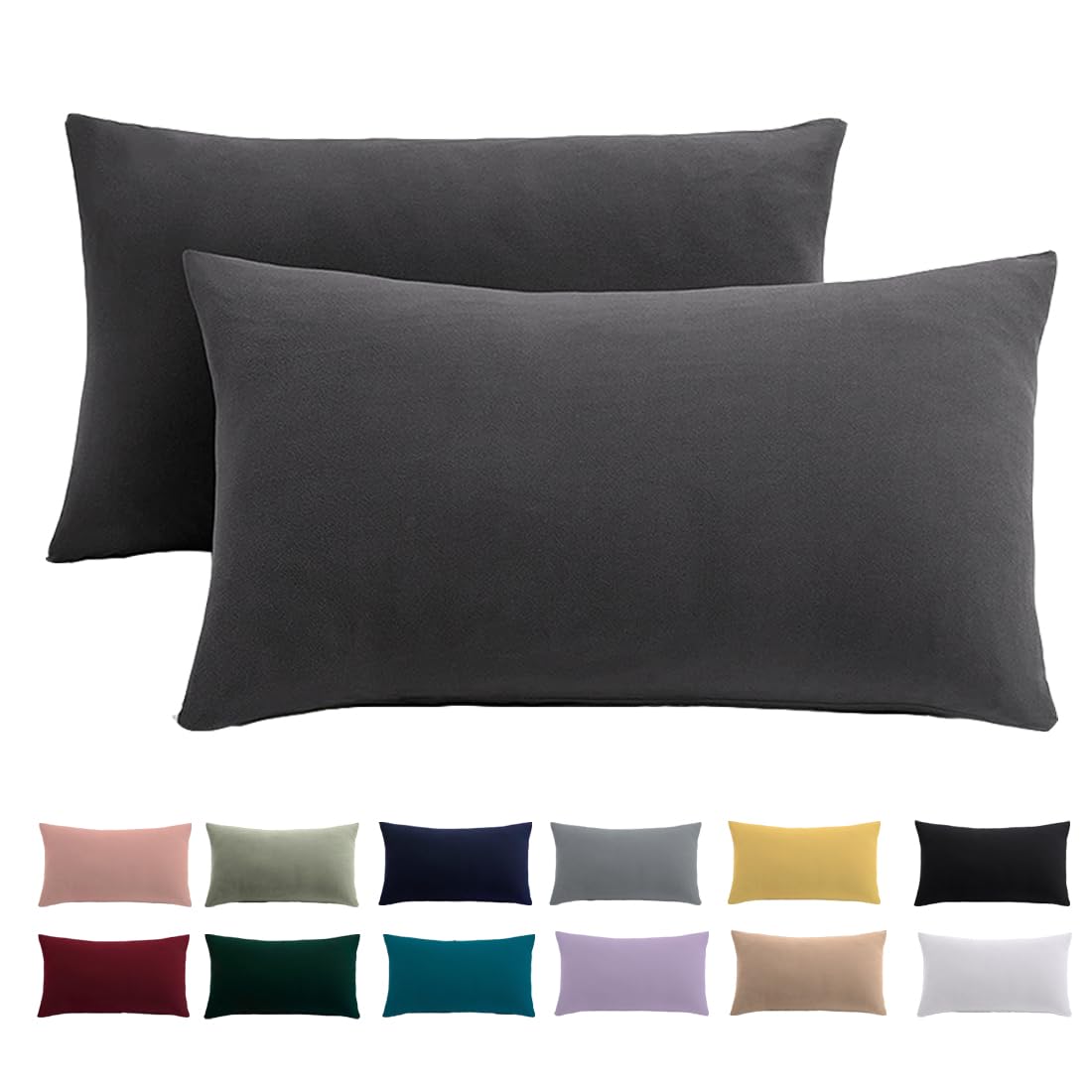 Kissenbezug 40x60 2er Set - Kopfkissenbezug 40 x 60 cm Anthrazit Für Kissen 100% Mikrofaser Kissenhülle Bügelfrei & Knitterfrei mit Reißverschluss Angebot bei HelloDeals