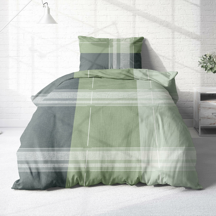 Träumschön Biber Bettwäsche Set 2tlg 155x220 cm + 80x80 cm – Flauschige Bettwäsche Grün/Grau – Weiche Winterbettwäsche Kariert - Atmungsaktiv, Warm & Hautfreundlich - 100% Baumwolle 155 x 220 cm Angebot bei HelloDeals