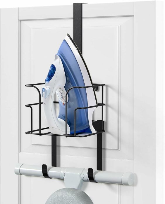 Bügelbrett-Kleiderbügel für die Tür / Wand, für Waschküche, Bügeleisen und Bügelbrett, Aufbewahrungshalter, Schwarz (schwarz) Angebot bei HelloDeals