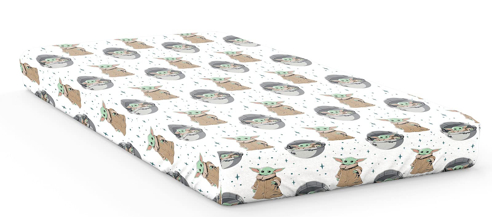 Star Wars The Mandalorian Curious Child Spannbetttuch für Einzelbett, 100 % Baumwolle Angebot bei HelloDeals