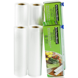 KitchenBoss Vakuumierbeutel Lebensmittel mit Cutter-Box: 4 Rolle 20/28x500cm Vakuumrollen BPA-Frei Vakuumierfolie fuer Folienschweißgerät Sous Vide Beutel 4 Rollen 20x500cm + 28x500cm /mit Cutter-Box Transparent Angebot bei HelloDeals