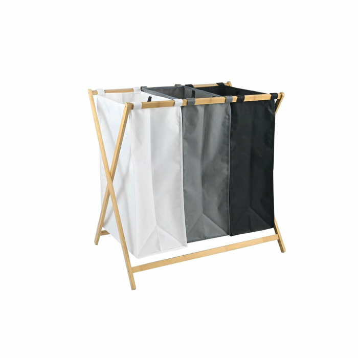 hausleben Wäschekorb aus Bambus – 3-Fach Wäschesammler 40 L | Mit einzeln abnehmbaren Wäschesäcken | Stabiler Bambusrahmen & Deckel | Perfekt für Badezimmer, Schlafzimmer & Haushalt Angebot bei HelloDeals