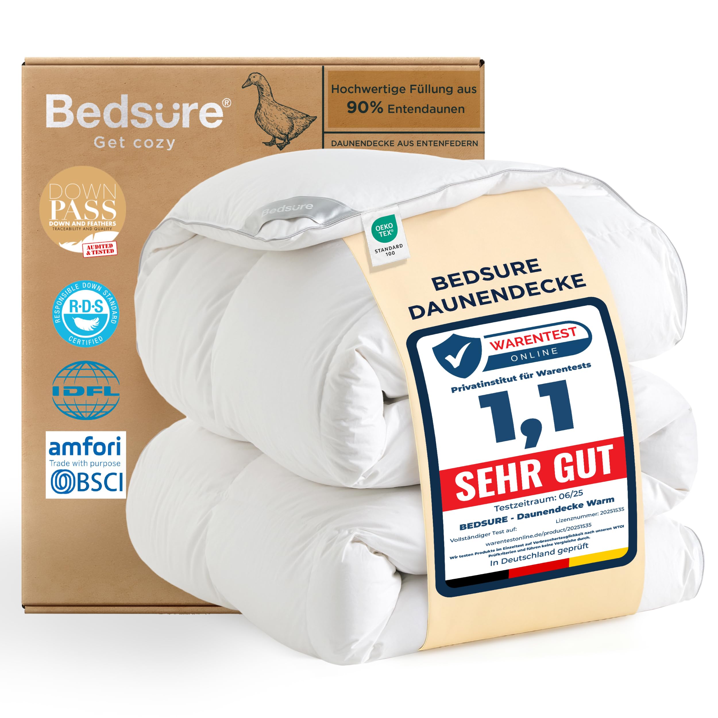BEDSURE Daunendecke 135x200 Daunen Bettdecke - Warm Winterdecke 90% Daunen und 10% Federn 880 gr. Füllung, Federbettdecke with Öko-Tex, RDS in Deutschland, Waschbar Steppdecke Weiß 01weiß - Warme Daunendecke (90 Daunen / 10 Federn) 135 x 200 cm Angebot bei HelloDeals
