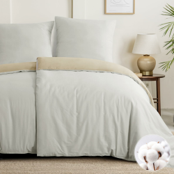 Aisbo Bettwäsche 135x200 Baumwolle 4teilig - Bettwäsche-Sets Khaki Beige Wendebettwäsche 2er Set mit 2 Kissenbezüge 80x80 cm, Baumwollbettwäsche Oeko-TEX Zweifarbiger Bettbezug mit Reißverschluss 135x200 4teilig Khaki Beige Angebot bei HelloDeals