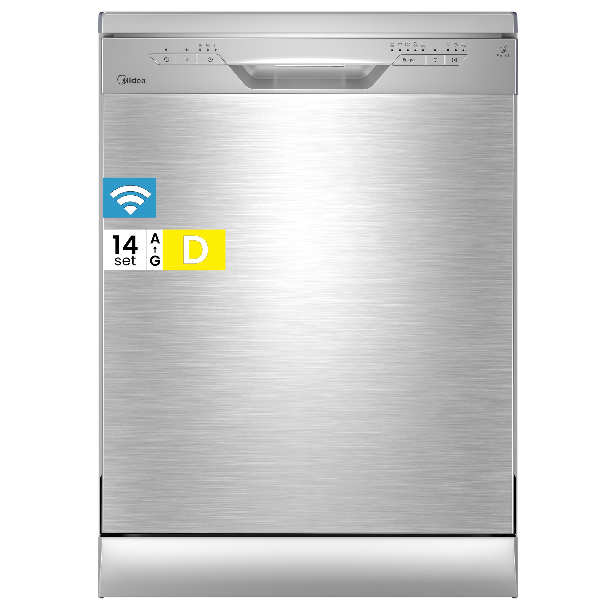 Midea Geschirrspüler 60cm Freistehend, SF 3.60N PRO Spülmaschine mit WLAN, 14 Maßgedecke, Geschirrspüler Unterbaufähig, 5 Programme, Höhenverstellbarer Oberkorb, 47 dB, Inox 60 cm, Energieklasse E, Silber Angebot bei HelloDeals