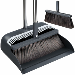 CTIME Besen und Kehrschaufel Set, 132cm Verstellbarer Langer Stiel mit, Ersatzbürstenköpfe, 180 Grad Drehbar Kehrmaschine und Kehrschaufel Combo Für Büro, Küche, Flur, Boden, Garten und Mehr Angebot bei HelloDeals