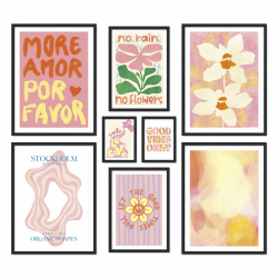 ARTFAVES® Poster Set - ABSTRACT DOPAMINE DECOR - mehrteilige Wanddeko Wohnzimmer & Schlafzimmer - 8 moderne Wandbilder dopamin decor, sommer, frühling, bunt, abstrakt, kunst, rosa - ohne Bilderrahmen ABSTRACT DOPAMINE DECOR ohne Rahmen Angebot bei HelloDeals