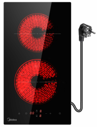 MIDEA Glaskeramikkochfeld mit 2 Kochzonen Kochfelder Einbau Keramikkochfeld mit dem Stecker, Verdrahtung, Berührungssteuerung, Automatische Abschaltung, Kindersicherung A-2 Kochzonen Angebot bei HelloDeals