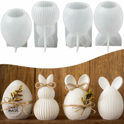 4 Stück Ostern Kaninchen Silikonform,3D Eierform Ostereierform,Silikonformen Ostern,SilikonformOstern Osterei,3D Osterhase Kerzenformen,Kerzenform Osterdeko,Gipsform Osterhasen Silikonform Angebot bei HelloDeals