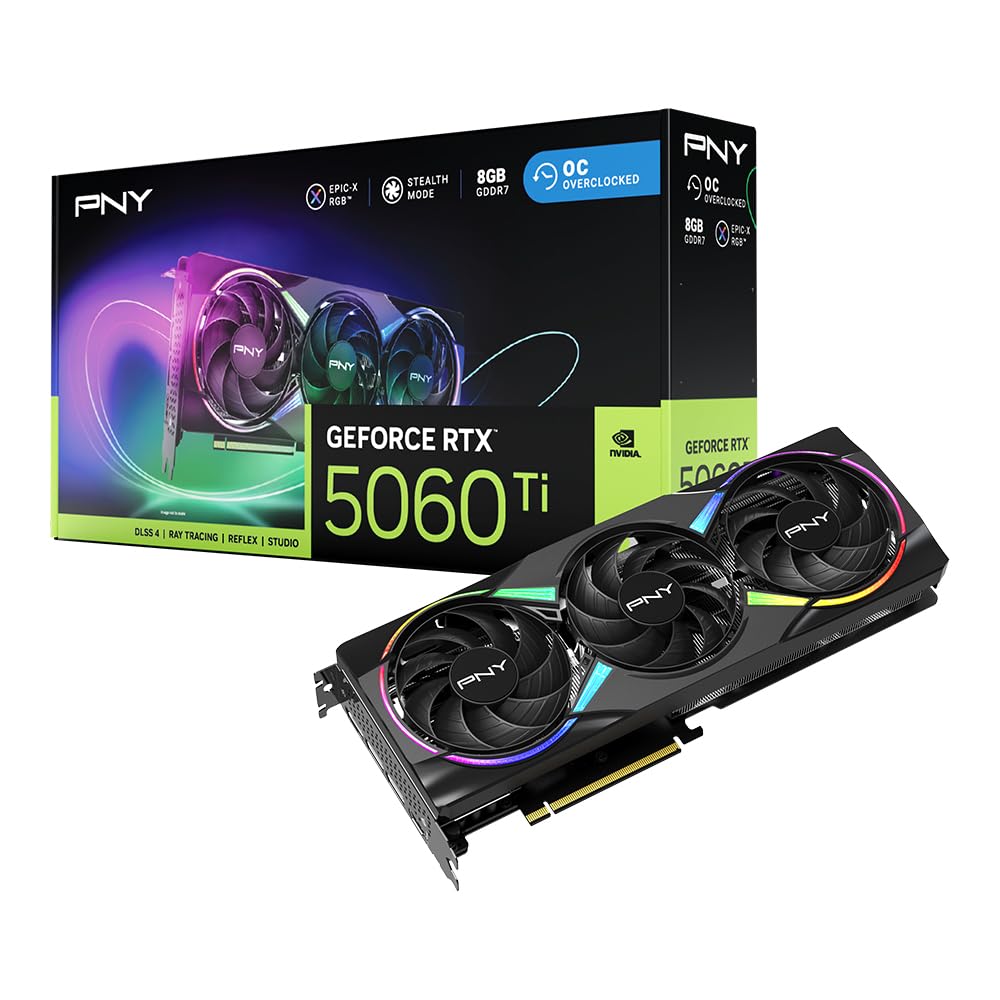PNY GEFORCE RTX™ 5060 Ti 8GB ARGB Overclocked Triple Fan DLSS 4 RTX 5060 Ti 8 Go OC ARGB Triple Fan Angebot bei HelloDeals
