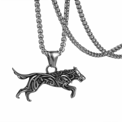 Flongo Wolf Kette Herren mit Wolfskopf Wolf paw Anhänger Wikinger Halskette Medallion Silber schwarz Gold Königskette Amulett Edelstahl Herrenschmuck Punk für Männer Damen Frauen Der laufende Wolf Angebot bei HelloDeals