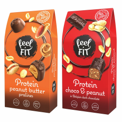 Feel FIT Protein Pralinen Mix Box, 3x Schokolade ohne zucker mit Erdnussbutter, 3x Choco & Peanut – Protein Snacks, 2 sorten Low Carb & Keto Süßigkeiten, 6-er Pack mix 2x3box Angebot bei HelloDeals