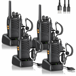 88E Walkie Talkie,Lizenzfrei PMR446 16 Kanäle Funkgeräte,2W Funkempfang 16 Kanäle 3-5 Meile Reichweite Sprechfunkgerä,Mit USB-Ladestation und Headset, (Schwarz, 4 Stück) Angebot bei HelloDeals