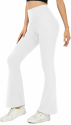 ACTINPUT Yogahose Damen Schlaghose Flared Leggings Bootleg Sporthose Bootcut Jogginghose Fitnesshose Jazzpants 02 Weiß 28″ XL Angebot bei HelloDeals