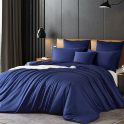 Gezu Mako Satin Bettwäsche 155x220cm Baumwollesatin Bettbezug Blau Marine 3 Teilig Weich Atmungsaktiv Bettwäsche aus 100% Baumwolle Bettbezug 155x220cm und 2 Kissenbezug 80x80 mit Reißverschluss Marineblau 155x220cmx1+80x80cmx2 Angebot bei HelloDeals