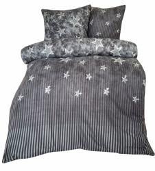 Leonado Vicenti - Winter Bettwäsche Sterne Grau Galaxy Thermofleece gestreift modern Schlafzimmer Garnitur Set Bezug Decke 135x200 / 155x220 / 200x200 / 200x220 / 240x220 135 x 200 cm Angebot bei HelloDeals