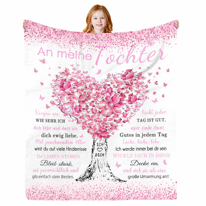 Geburtstagsgeschenk für Tochter, Geschenke für Tochter, 10/13/16/18 Mädchen,Schwester, Kollegin Geschenk Geburtstag, Lustige Happy Birthday Dicken Decke, Weiche und Gemütliche Kuscheldecke 150x130CM Rosa 150x130CM Angebot bei HelloDeals