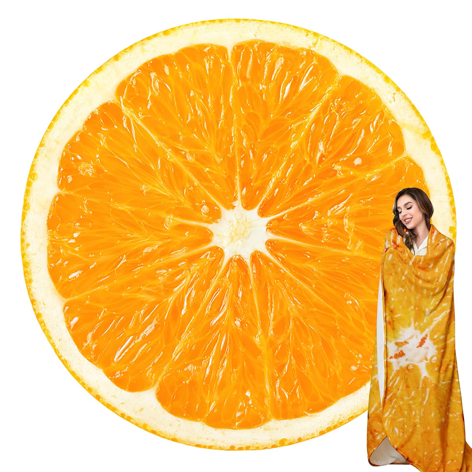 Orangenscheiben Decke Rund, Burrito Blanket, Decken für Sofa, Warme Tortilla Decke Baby für Alle Jahreszeiten, EIN Geschenk für Freunde und Kinder 160cm/63in(Orangenscheiben) Angebot bei HelloDeals