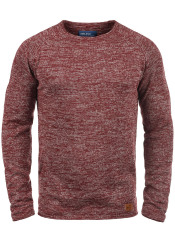 Blend BHDan Herren Strickpullover Feinstrick Pullover mit Rundhalsausschnitt Baumwollmischung Label-Patch Regular fit Andorra Red (73811) XXL Angebot bei HelloDeals