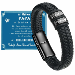 Vatertagsgeschenk Papa Geschenk Vater - Geschenke für Papa - Gravur “Bester Papa” DAD Leder Armband Geschenk für Papa Vater fashion Angebot bei HelloDeals