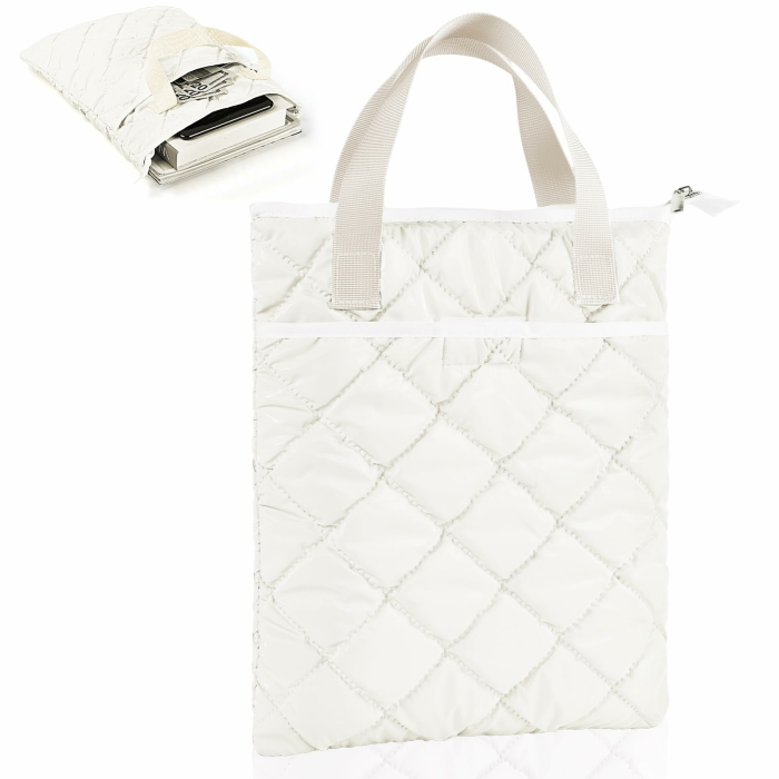 31 x 26cm Buchtasche Buchhülle für Buchliebhaber mit Reißverschluss und Fronttasche Büchertasche Wasserdichte Material mit Baumwolle Buchschutz Buchschoner Geschenk Mädchen Beste Freundin(Beige) Angebot bei HelloDeals