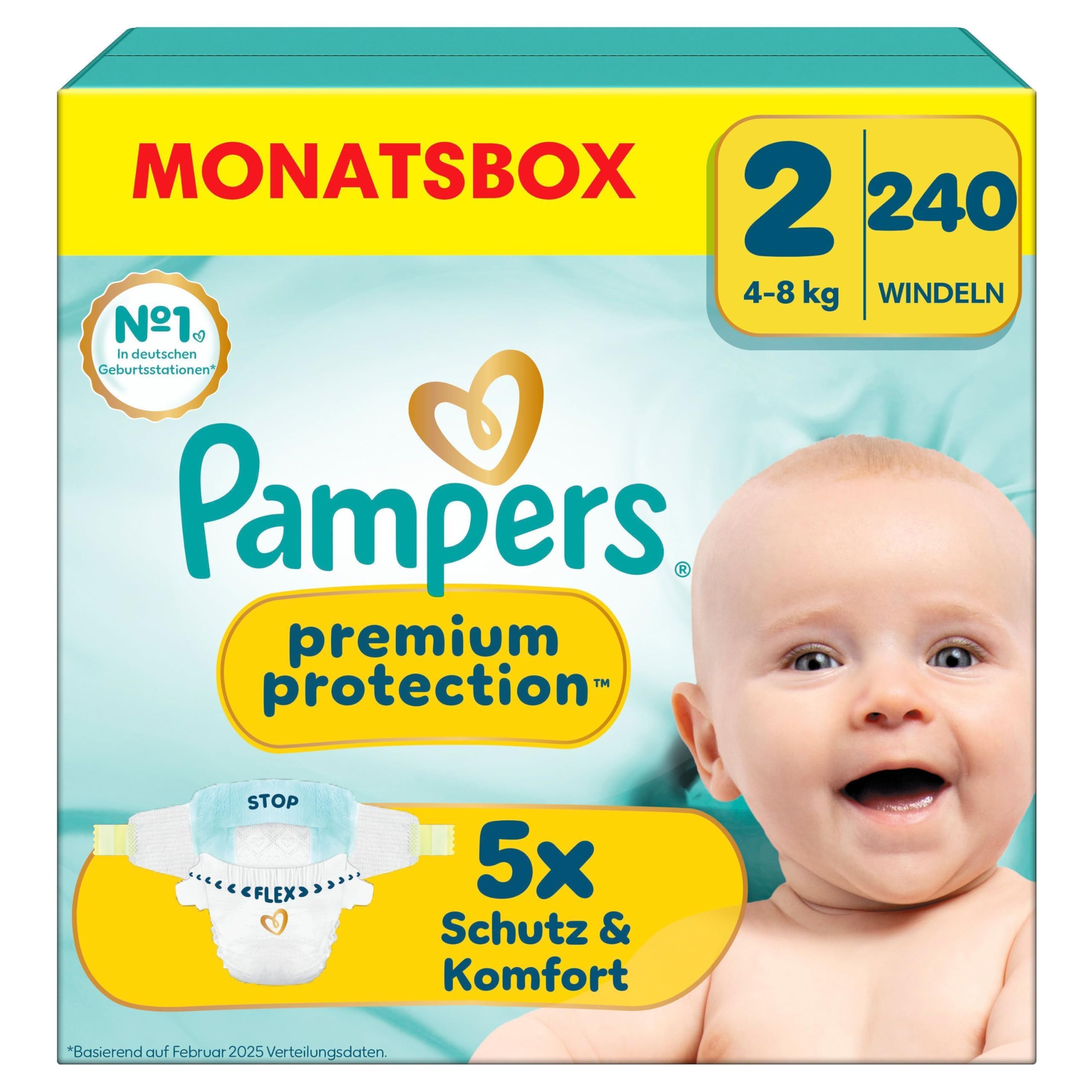 Pampers Premium Protection Größe 2, 240 Windeln, 4kg-8kg, unser Nr. 1 Haut- und Auslaufschutz Angebot bei HelloDeals