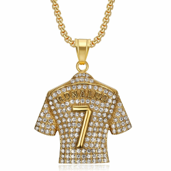 Fußball Trikot Anhänger - Gold Silber Halskette mit Nummer 7 für Männer - Hip Hop Style Geburtstagsgeschenk für Jungen Angebot bei HelloDeals
