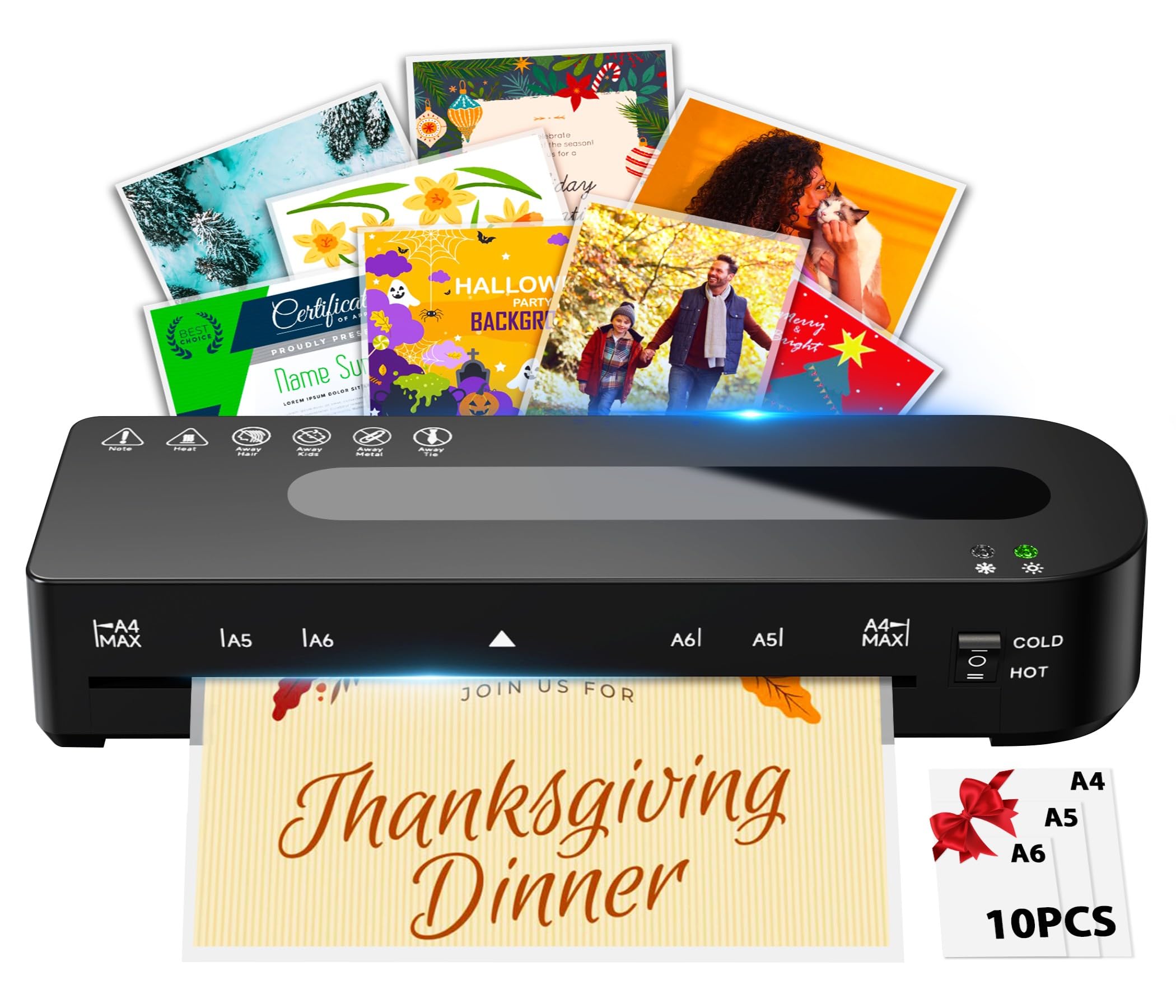 MAXDONE Laminiergerät A4 Laminiermaschine - Heiß und Kalt Laminiergerät 80-125 Mic mit 10 Laminierfolien, A4/A5/A6 Laminiergeräte Laminator 90-s Aufwärmen für Heimgebrauch Büro Schule Fotos (Schwarz) FN333 Angebot bei HelloDeals