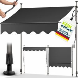 tillvex Klemmmarkise mit Handkurbel Balkon | Balkonmarkise ohne Bohren | Markise UV-beständig & höhenverstellbar | Sonnenschutz Terrasse & Garten wasserdicht (Anthrazit, 350cm) 350cm Anthrazit Angebot bei HelloDeals