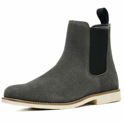 Handgefertigte Klassische Chelsea Stiefel für Männer Mode Echtes Rindsleder Slip On 42 EU Grau Lederfutter Angebot bei HelloDeals