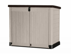 Keter Store it Out Pro Mülltonnenbox mit Gasdruckfeder, wetterfest, abschließbar, beige, 1.200 L, 145,5 x 82 x 123cm, passend für 2x240l Abfalltonnen Angebot bei HelloDeals