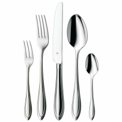 WMF Verona Besteck Set für 6 Personen, je 6 Gabeln, Tafelmesser Monobloc, Löffel, Kuchengabeln, Tee-/ Kaffeelöffel, 30 teilig, Cromargan Edelstahl poliert, glänzend, spülmaschinengeeignet Verona – Besteckset 30-teilig Angebot bei HelloDeals