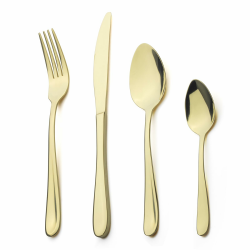 Alata Grand Edelstahl Poliert Champagner Gold Besteck Set 6 Personen, Essbesteck 24 teilig, Glänzend, Spülmaschinenfest Champagner Gold 24-teilig Angebot bei HelloDeals