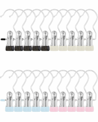 Wäsche Haken Satz 20 Stück - Klemmhaken Edelstahl, rutschfest Kleiderbügel Clips für Kleidung, Handtuch Aufhänger, Klammerhaken für Hosen Schuhe Handtuch (Beige, Blau, Schwarz, Rosa) Angebot bei HelloDeals