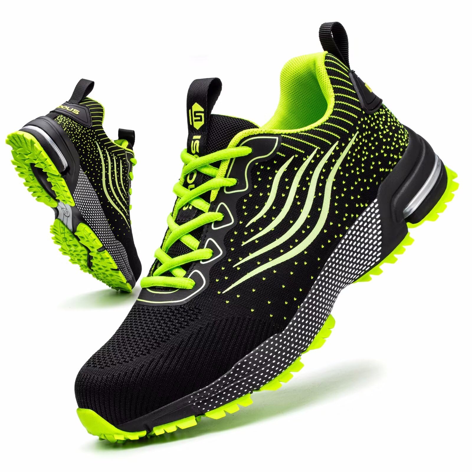 Arbeitsschuhe Herren Sicherheitsschuhe Damen Leicht Sportlich Stahlkappe mit Dämpfung Stahlkappenschuhe rutschfest 44 EU Grün Angebot bei HelloDeals