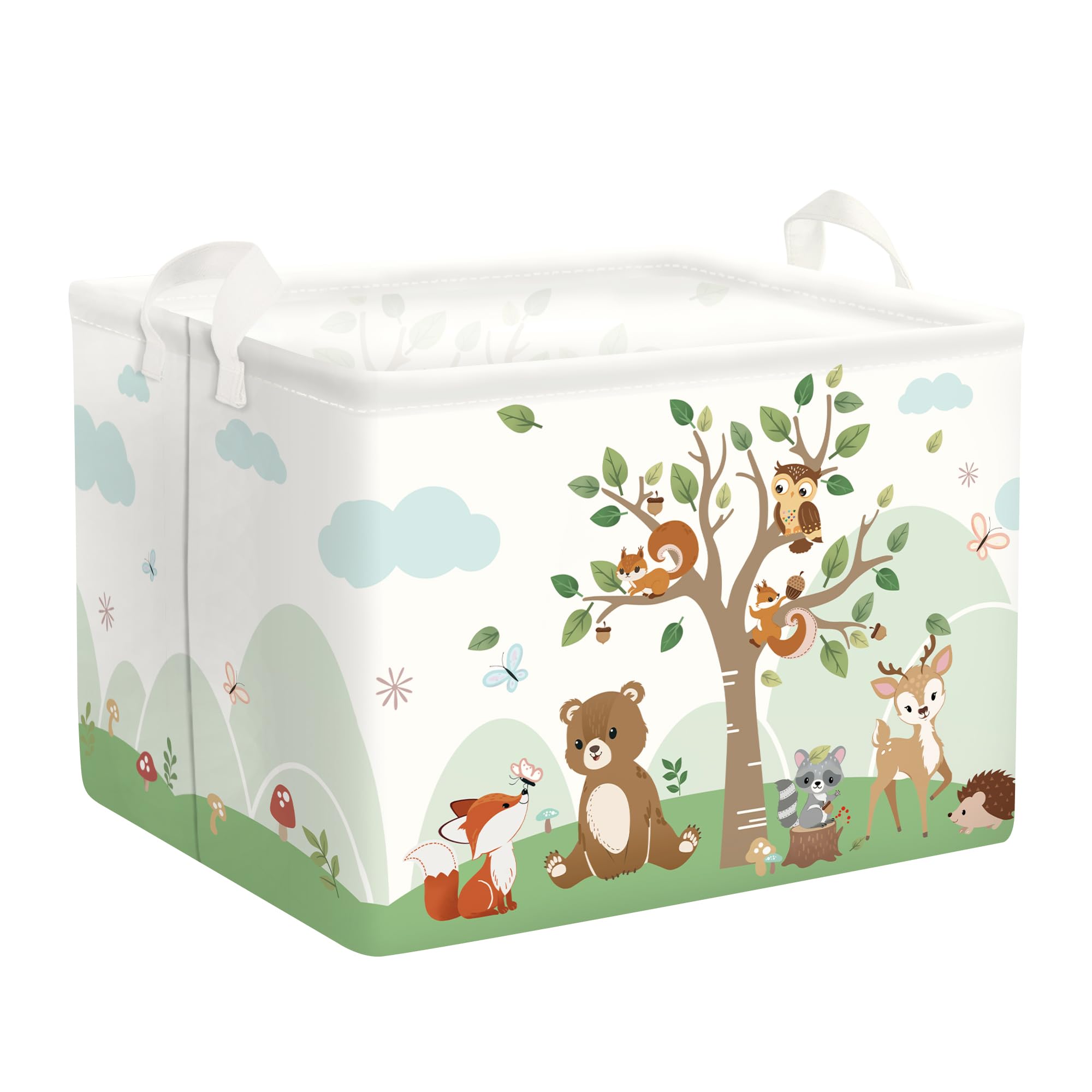 Süßes Waldtier Groß Wäschekorb Baum Laub Stoff Aufbewahrungskorb Kleidung Spielzeug Aufbewahrungsbox für den Heimgebrauch/den Außenbereich, Eichhörnchen, 36L Eichhörnchen 36L Angebot bei HelloDeals