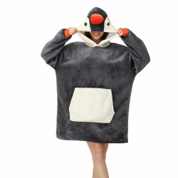 Unisex Kuscheldecke zum Anziehen mit Ärmeln und Kapuze Winter Comfy und Warm Sofadecke Übergroßes Tiere Decken Pulli Damen Lustige Riesen Hoodie Decke Pinguin S Angebot bei HelloDeals