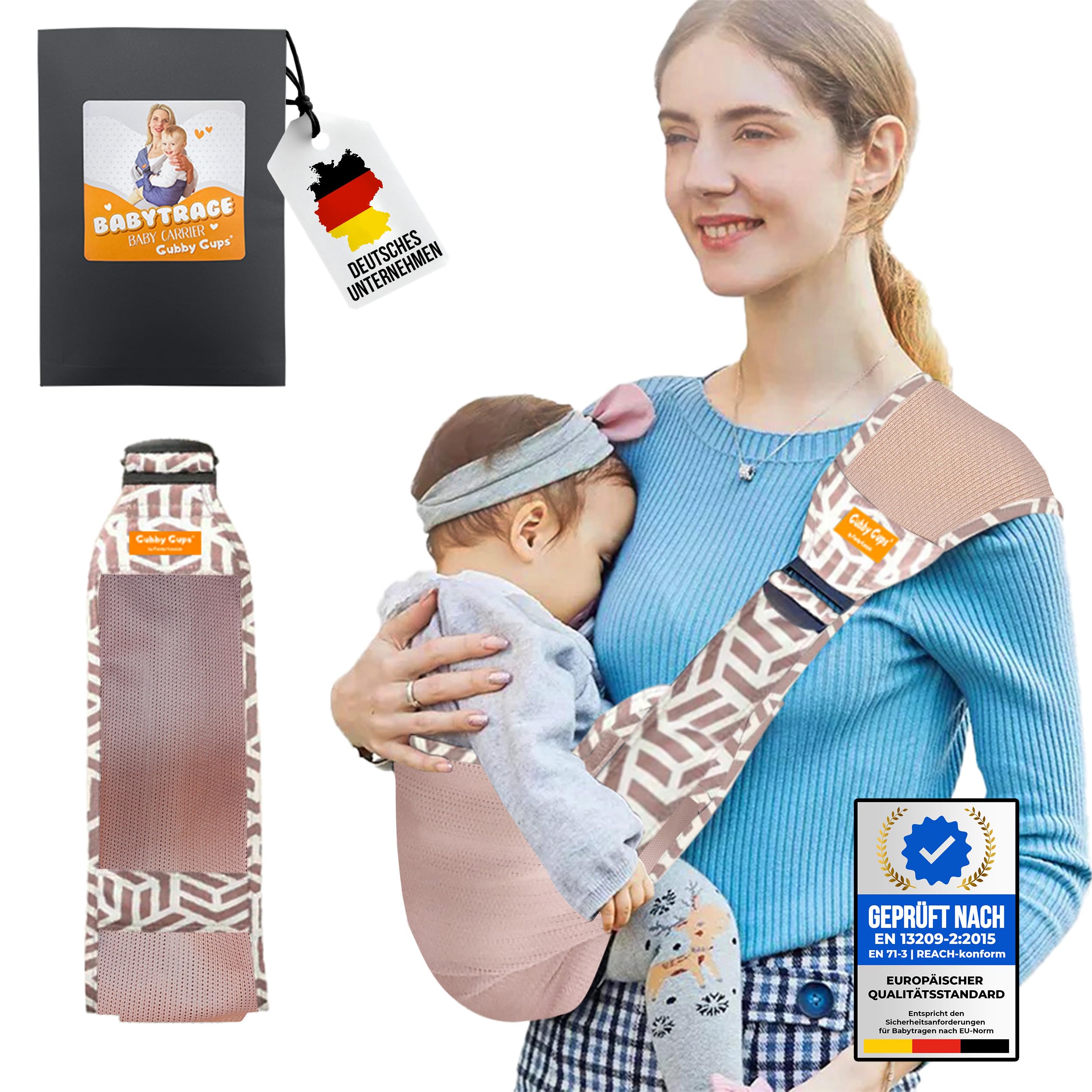 Ergonomische praktische Babytrage V1.0 für schnelle Einsätze - Tragetuch Baby neugeboren Baby Tragegurt Kleinkind bis 15 KG, Hüftsitz Baby Trage Tragesystem V1.0 Lachs Angebot bei HelloDeals
