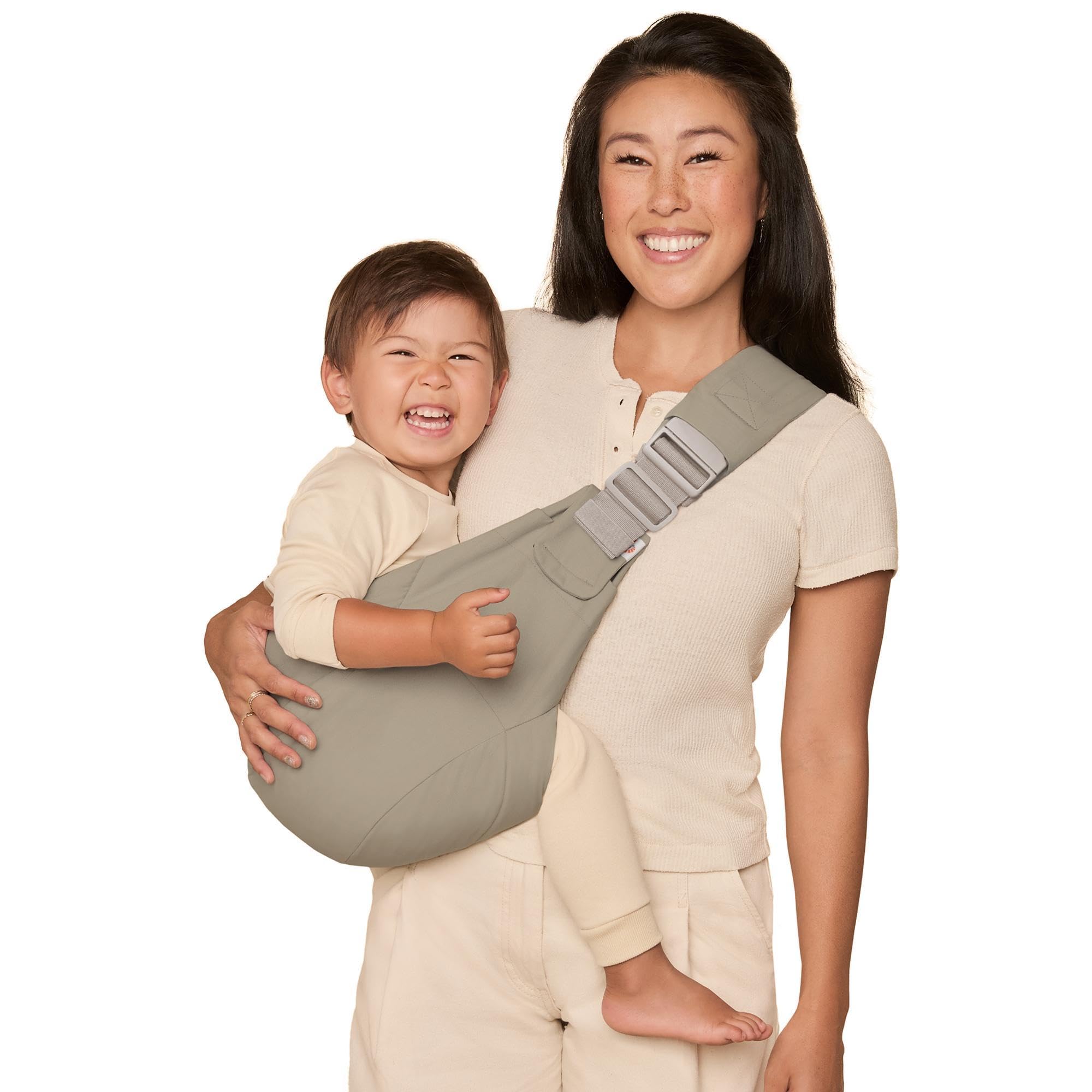 Ergobaby Upsie Sling Babyhüfttrage, Ergonomische Hüfttrage für Babys und Kleinkinder ab 6 Monaten (7,7-20,4 kg), spontanes Wechseln zwischen Laufen und Getragenwerden, Soft Olive Angebot bei HelloDeals
