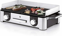 WMF Lono Master-Grill, Elektrogrill, 50x28 cm, Elektrogrill Tischgrill mit Windschutz und Auffangschale, Outdoorzertifiziert für Barbecue, 2 getrennt regulierbare Grillflächen, 2400 W, edelstahl matt Lono Master Grill Angebot bei HelloDeals