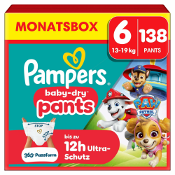 Pampers Baby-Dry Pants Paw Patrol Edition Größe 6, 138 Windeln, 13kg-19kg, 360° Passform mit Stop und Schutz System Größe 6 (138 Stück) Angebot bei HelloDeals