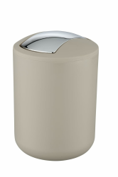 WENKO Kosmetikeimer Mod. Brasil S, 2 Liter Fassungsvermögen, Badezimmer-Mülleimer mit Schwingdeckel, Kleiner Abfalleimer aus bruchsicherem Kunststoff, BPA-frei, Ø 14 x 21 cm, Taupe 2 L Taupe Angebot bei HelloDeals