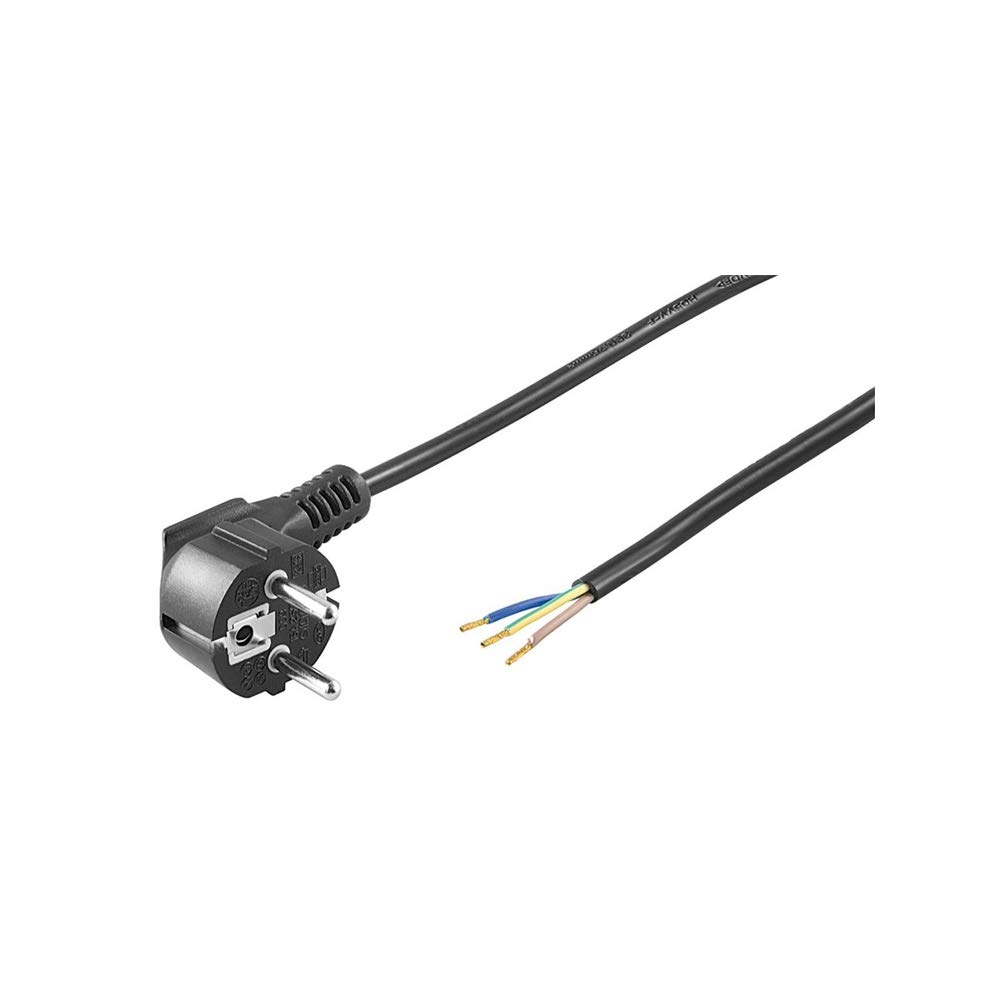 Goobay 50083 Gewinkeltes Stromkabel / Offene Kabelenden & angepresste Aderendhülsen / 90 Grad Schutzkontaktstecker / Universelles Netzkabel / Schwarz / 2m Schwarz Einseitig abgewinkelt 2 Meter Angebot bei HelloDeals