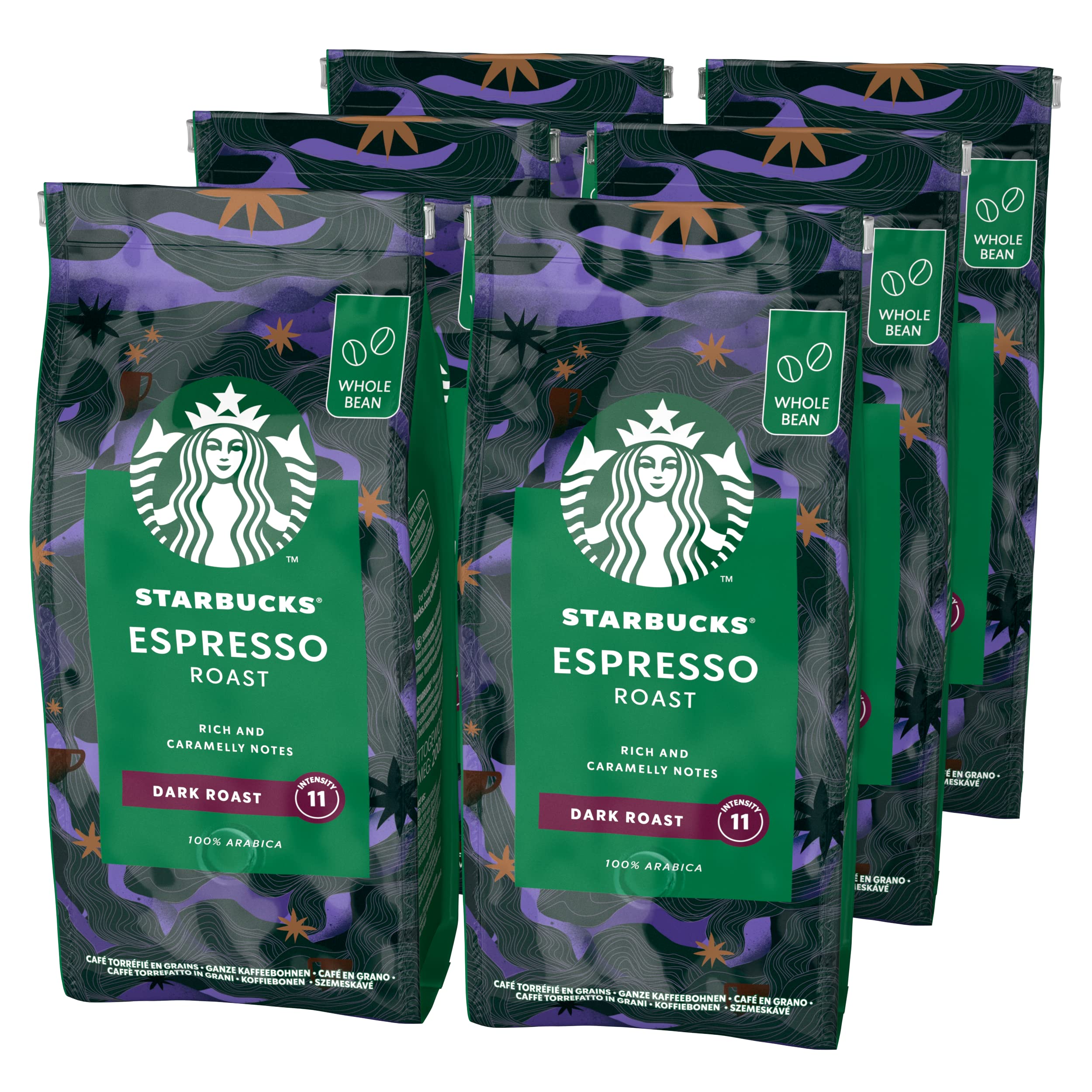 STARBUCKS Espresso Roast, Dunkle Röstung, Ganze Kaffeebohnen 200g (6er Pack) Angebot bei HelloDeals