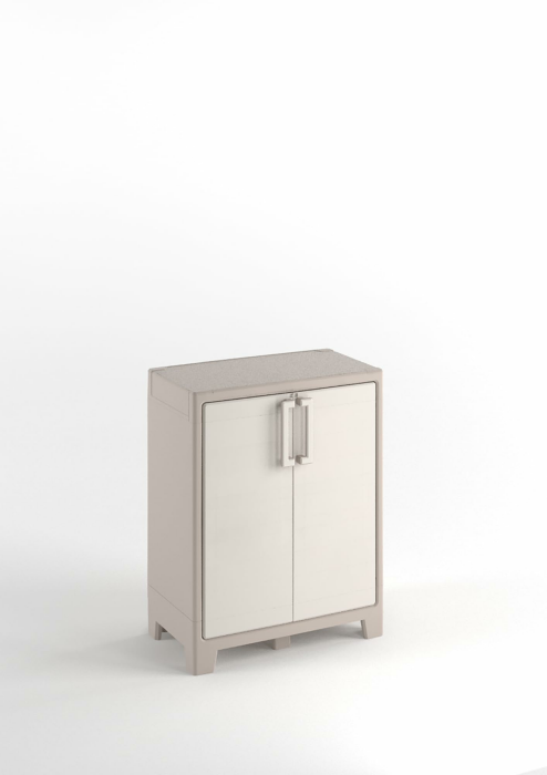 Keter Gulliver Kunststoffschrank niedrig, beige, 80 x 44 x 100 cm, inkl. Einlegeböden, für drinnen und draußen geeignet, UV- und wasserbeständig (IPX3) Angebot bei HelloDeals