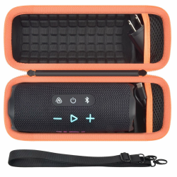 Casmilee Tasche für JBL Flip 7/6/5 Bluetooth-Lautsprecher, tragbare Halterung für kabellose, wasserdichte und sturzsichere Lautsprecher, Schutz mit stoßdämpfender Polsterung, Karabinerschlitz und Netz Angebot bei HelloDeals