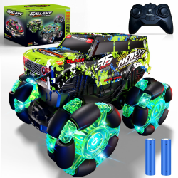 PENGBU RC Ferngesteuertes Auto ab 3 4 6 Jahre, 2.4GHz Monstertruck Ferngesteuert mit Licht Reifen und Musik, 1/20 Ferngesteuerter Monstertruck mit 360°Drehung und 2 Akku, Jungs 3 4 5 6 7 8 Jahre grün Angebot bei HelloDeals