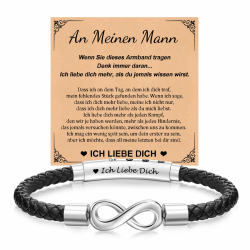 XUANPAI Vatertagsgeschenk für Papa Armband Herren - Lederarmband Unendlichkeitszeichen mit Gravur Bester Papa Opa Männer Ich Liebe Dich Geschenke für Mann Ehemann zum Geburtstag Jahrestag Silber-Mann Angebot bei HelloDeals