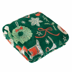 furn. Duvet Day Festive Treats Überwurf – Festliche Weihnachts-Fleecedecke mit Lebkuchen- und Süßigkeiten-Aufdruck (Smaragd – 130x150cm) Festive Treats Emerald Angebot bei HelloDeals